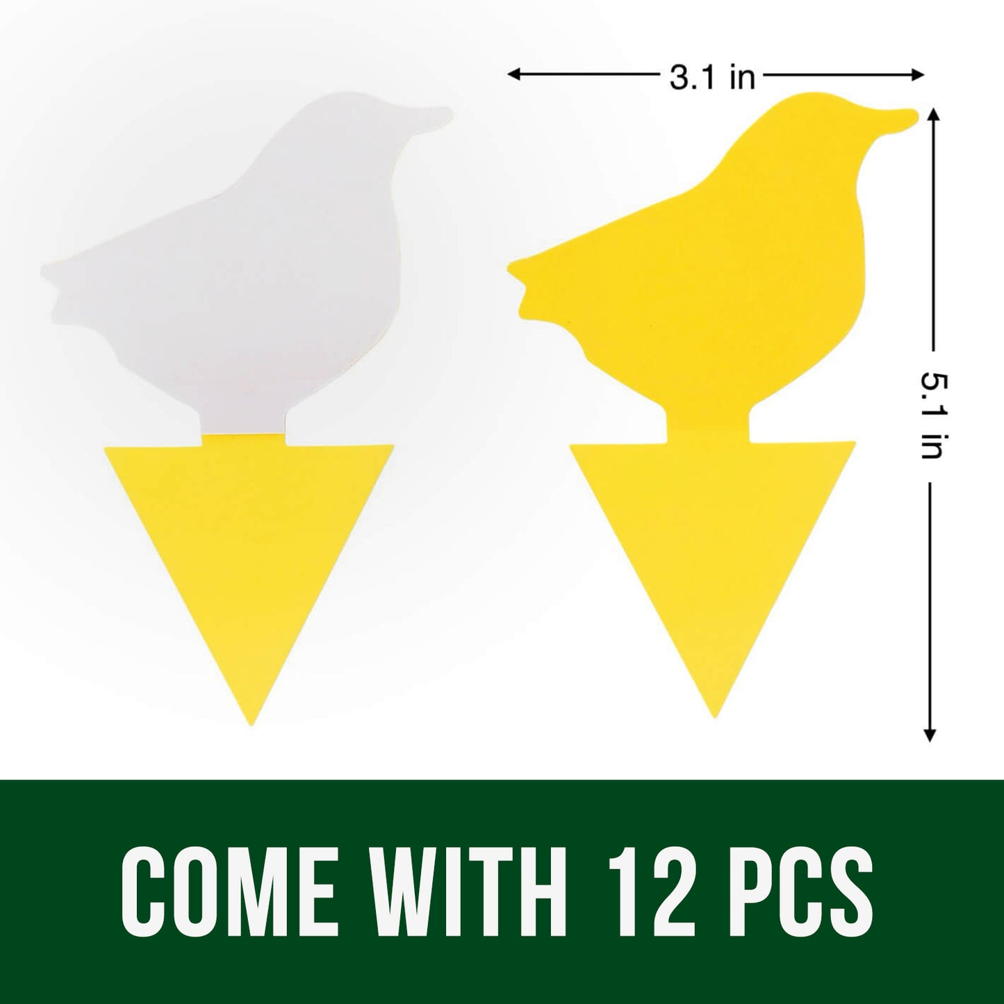 Garsum Fruit Fly Trap Yellow Sticky Traps, 18 pcs Fungus Gnat Killer for Indoor and Outdoor Plant Insect Catcher - Bird Shape
