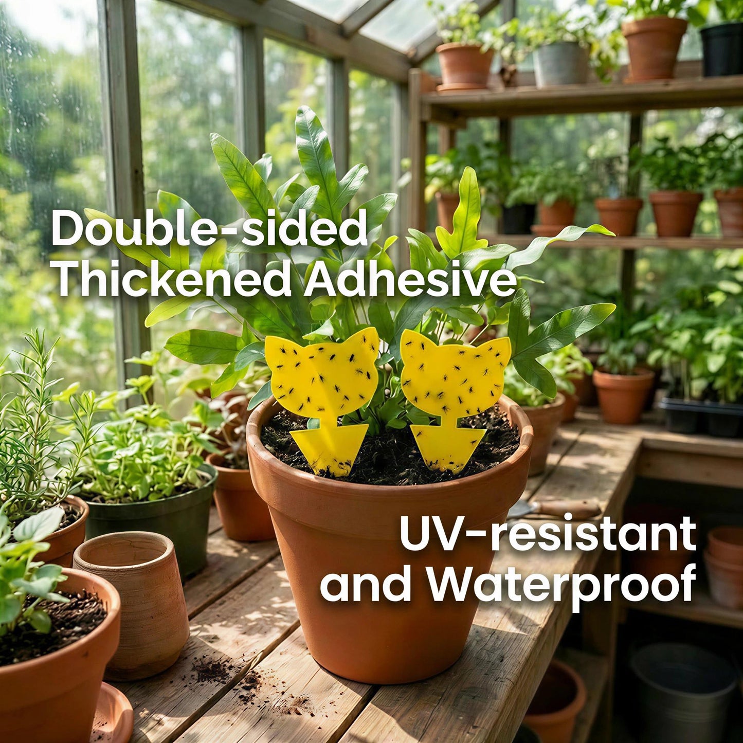 Garsum Fruit Fly Trap Yellow Sticky Traps, 18 pcs Fungus Gnat Killer for Indoor and Outdoor Plant Insect Catcher - Cat Shape