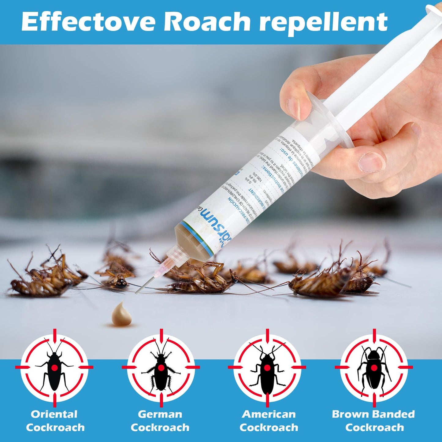Garsum Cockroach Gel Bait 1 Tube x 30 Grams, Roach Killer Indoor Infestation Home & Outdoor Use