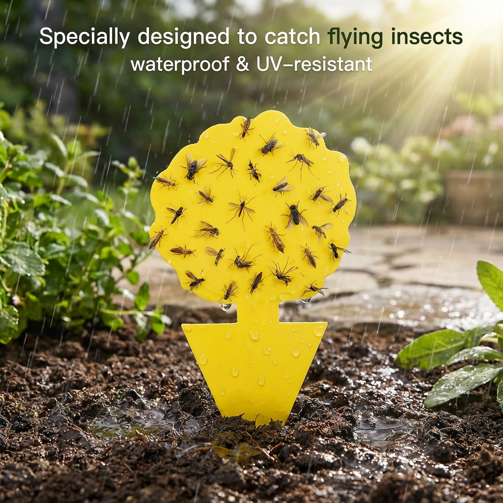 Garsum Fruit Fly Trap Yellow Sticky Traps, 18 pcs Fungus Gnat Killer for Indoor and Outdoor Plant Insect Catcher - Poplar Shape
