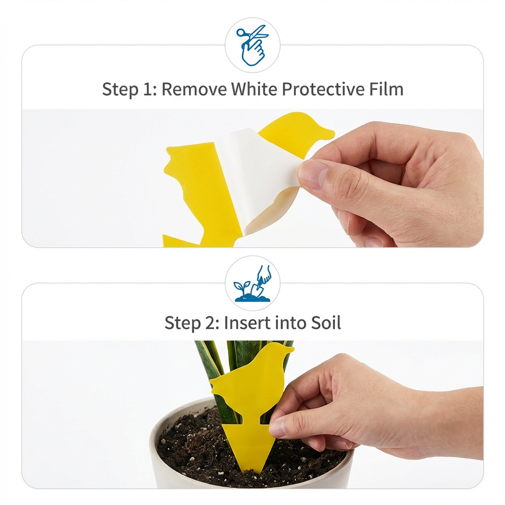 Garsum Fruit Fly Trap Yellow Sticky Traps, 18 pcs Fungus Gnat Killer for Indoor and Outdoor Plant Insect Catcher - Bird Shape