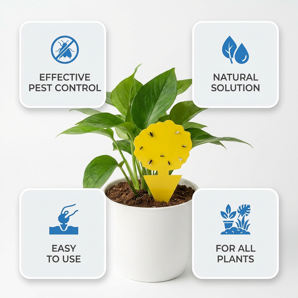 Garsum Fruit Fly Trap Yellow Sticky Traps, 18 pcs Fungus Gnat Killer for Indoor and Outdoor Plant Insect Catcher - Poplar Shape