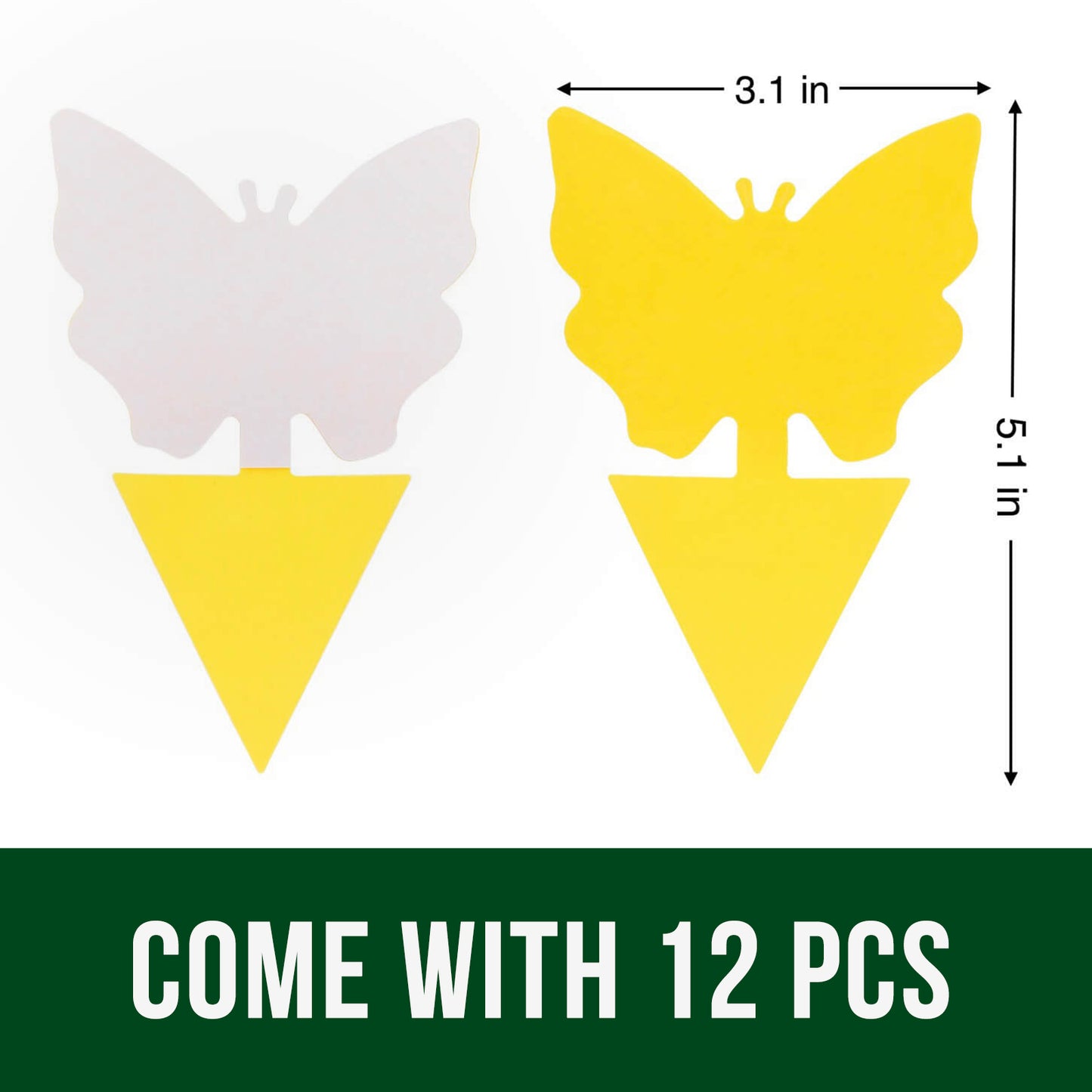 Garsum® Fruit Fly Trap Yellow Sticky Traps, 18 pcs Fungus Gnat Killer for Indoor and Outdoor Plant Insect Catcher - Butterfly Shape