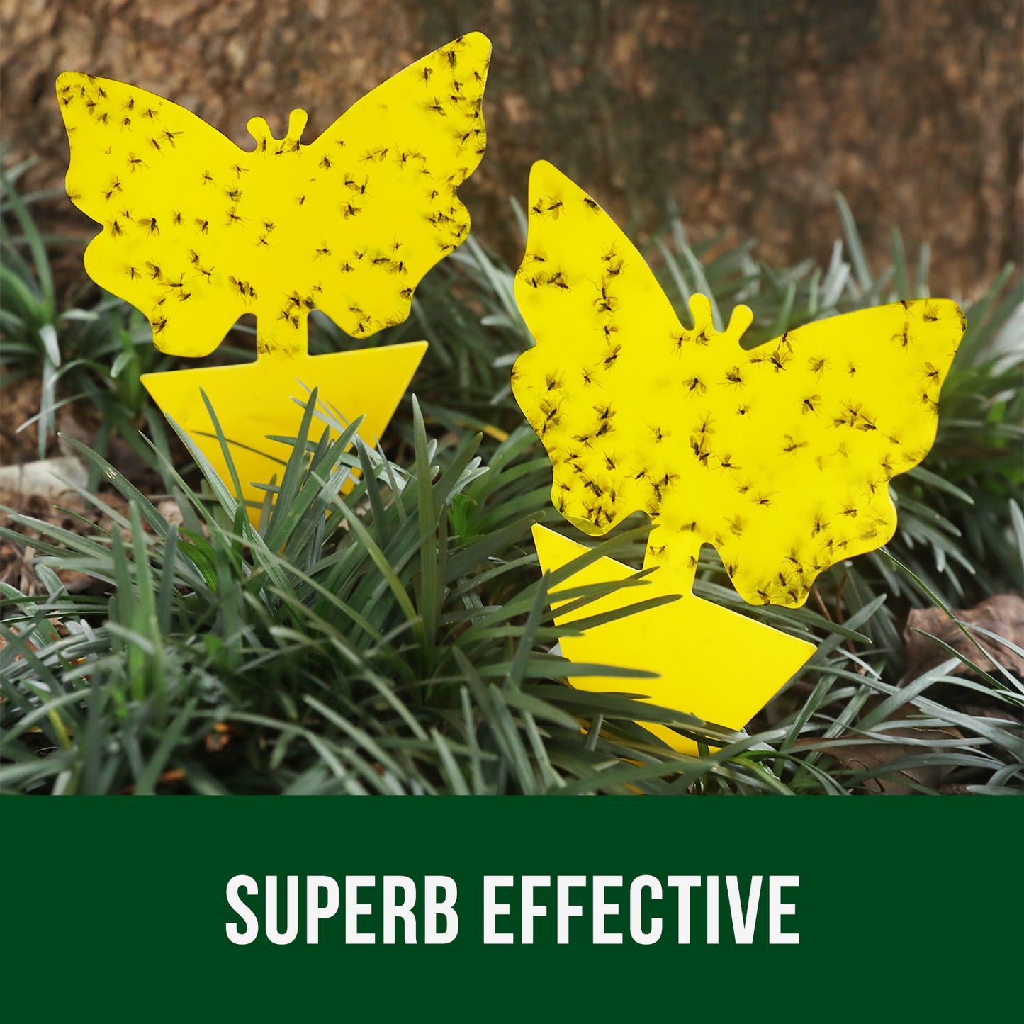 Garsum® Fruit Fly Trap Yellow Sticky Traps, 18 pcs Fungus Gnat Killer for Indoor and Outdoor Plant Insect Catcher - Butterfly Shape