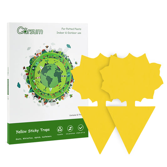 Garsum® Fruit Fly Trap Yellow Sticky Traps, 18 pcs Fungus Gnat Killer for Indoor and Outdoor Plant Insect Catcher - Sunflower Shape