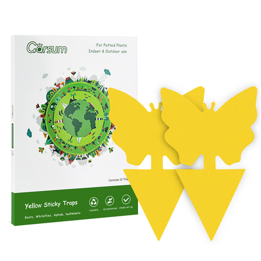 Garsum® Fruit Fly Trap Yellow Sticky Traps, 18 pcs Fungus Gnat Killer for Indoor and Outdoor Plant Insect Catcher - Butterfly Shape