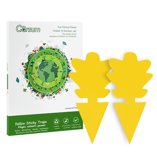 Garsum Fruit Fly Trap Yellow Sticky Traps, 18 pcs Fungus Gnat Killer for Indoor and Outdoor Plant Insect Catcher - Succulent Shape