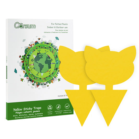 Garsum Fruit Fly Trap Yellow Sticky Traps, 18 pcs Fungus Gnat Killer for Indoor and Outdoor Plant Insect Catcher - Cat Shape
