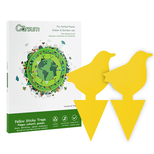 Garsum Fruit Fly Trap Yellow Sticky Traps, 18 pcs Fungus Gnat Killer for Indoor and Outdoor Plant Insect Catcher - Bird Shape