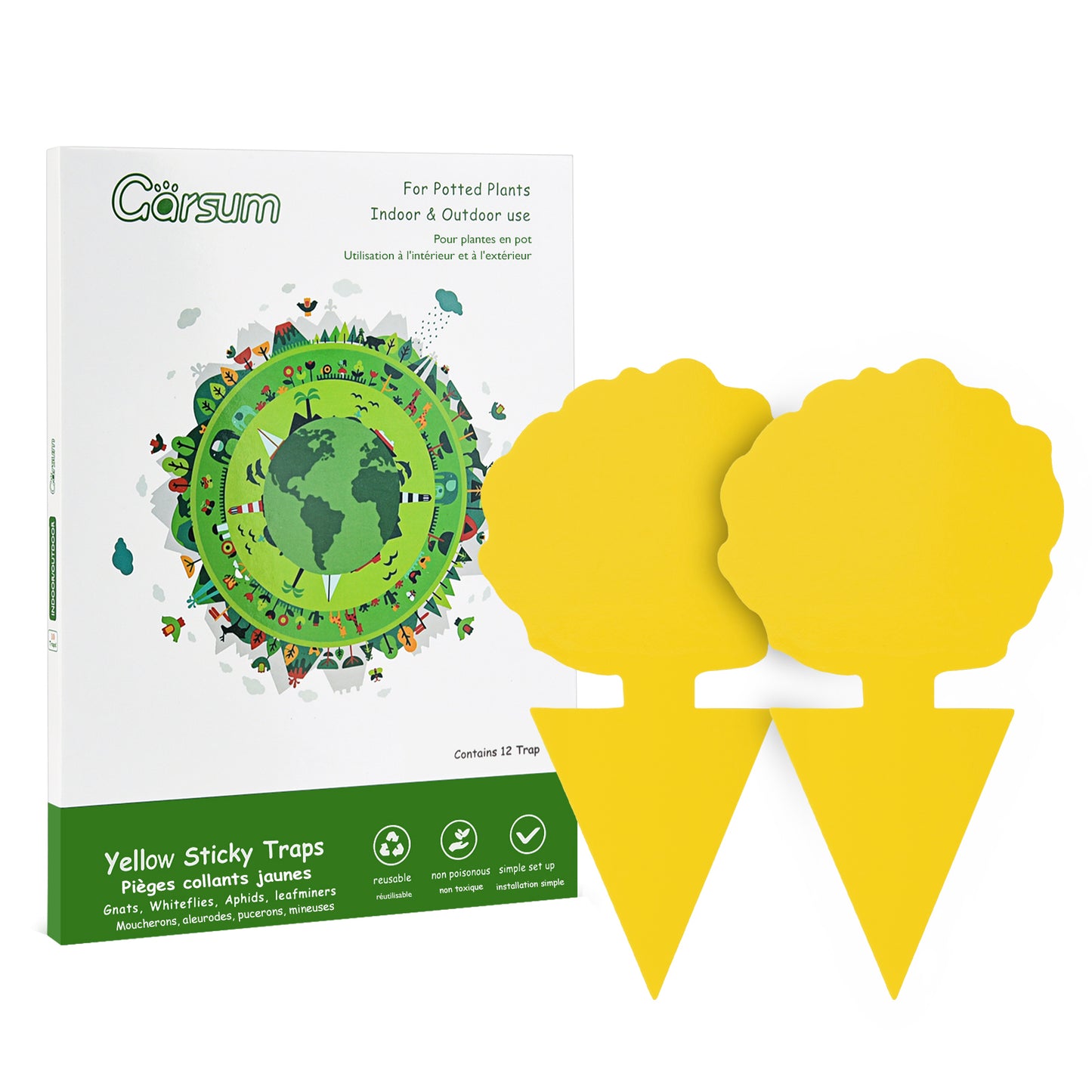 Garsum Fruit Fly Trap Yellow Sticky Traps, 18 pcs Fungus Gnat Killer for Indoor and Outdoor Plant Insect Catcher - Poplar Shape