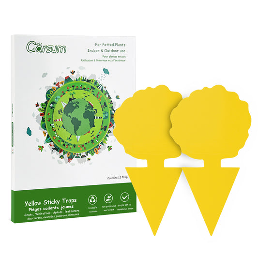 Garsum Fruit Fly Trap Yellow Sticky Traps, 18 pcs Fungus Gnat Killer for Indoor and Outdoor Plant Insect Catcher - Poplar Shape
