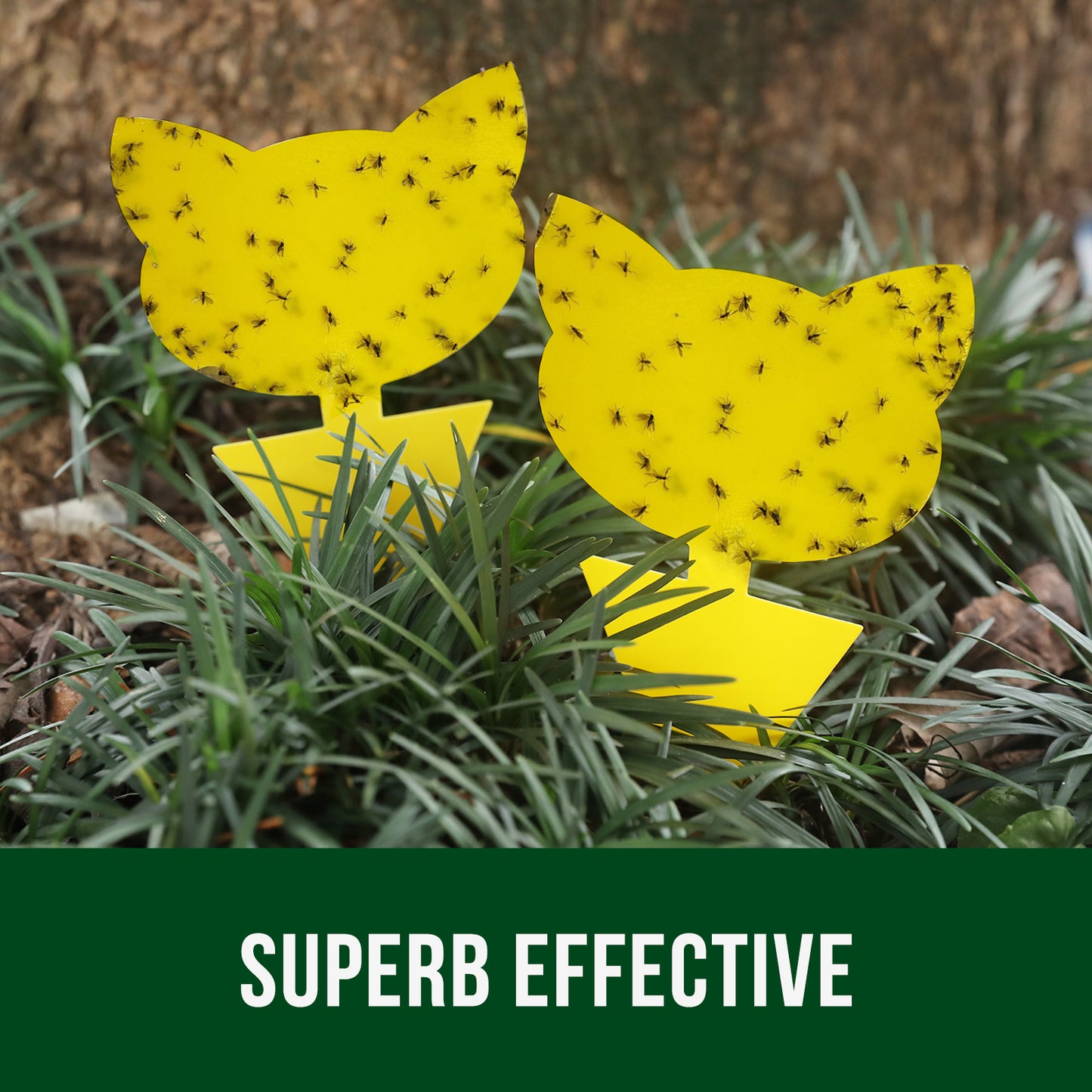 Garsum Fruit Fly Trap Yellow Sticky Traps, 18 pcs Fungus Gnat Killer for Indoor and Outdoor Plant Insect Catcher - Cat Shape